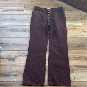 Alexa Chung wine colored corduroy jeans